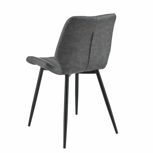 Decoshop26 Set de 4 chaises de salle à manger en synthétique polyuréthane textile gris et métal noir 03_0003703