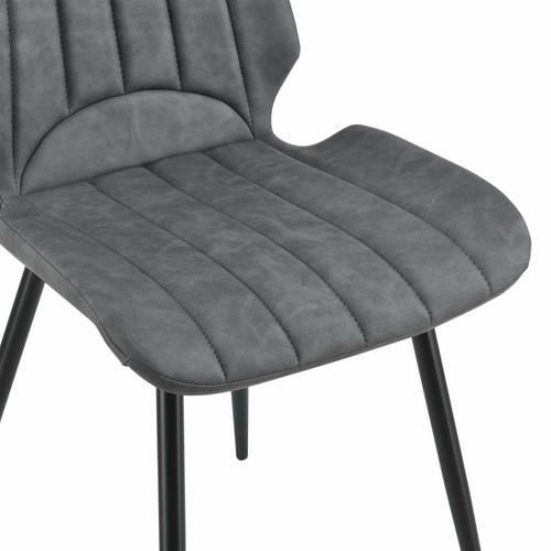 Chaises Set de 4 chaises de salle à manger en synthétique polyuréthane textile gris et métal noir 03_0003703