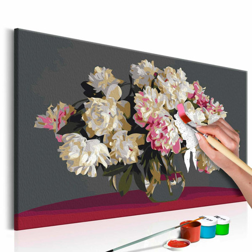 Decoshop26 - Tableau à peindre soi-même peinture par numéros motif Fleurs blanches dans un vase 60x40 cm TPN110071 Decoshop26  - tableau xxl Tableaux, peintures
