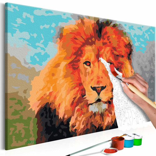 Decoshop26 - Tableau à peindre soi-même peinture par numéros motif Lion 60x40 cm TPN110102 Decoshop26  - Décoration