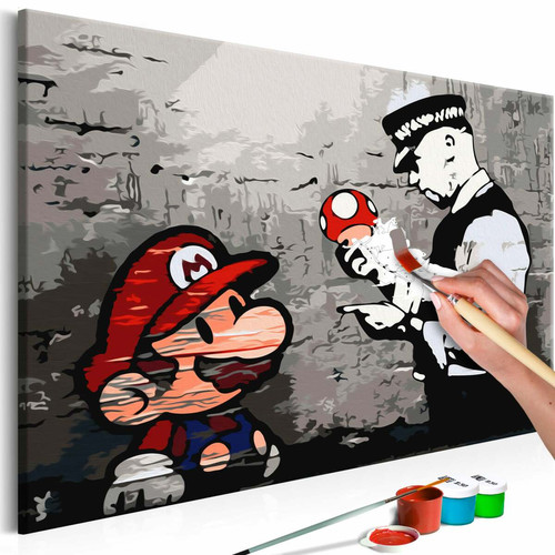 Decoshop26 - Tableau à peindre soi-même peinture par numéros motif Mario (Banksy) 60x40 cm TPN110109 Decoshop26  - Décoration