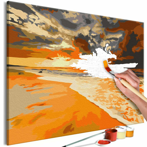 Decoshop26 - Tableau à peindre soi-même peinture par numéros motif Plage dorée 60x40 cm TPN110135 Decoshop26  - Tableau paysage Tableaux, peintures