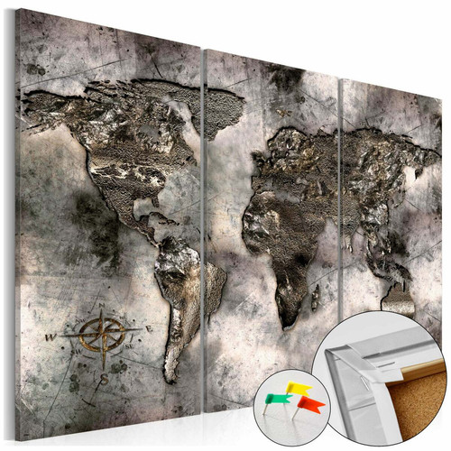 Decoshop26 - Tableau en liège toile image imprimée décoration murale cadre en bois à suspendre en trois panneaux - Carte opalescente 90x60 cm 11_0000157 Decoshop26 - Decoshop26