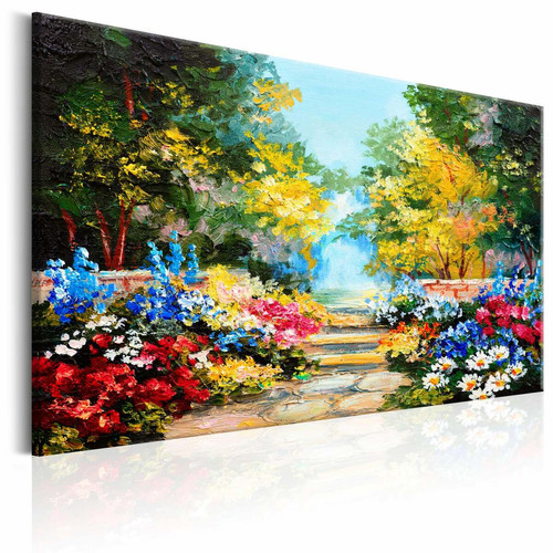 Decoshop26 - Tableau sur toile décoration murale image imprimée cadre en bois à suspendre L'allée des fleurs 60x40 cm 11_0005979 Decoshop26  - Toile imprimee fleur