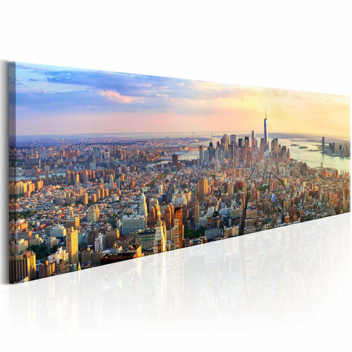 Decoshop26 - Tableau sur toile décoration murale image imprimée cadre en bois à suspendre Panorama de New York 135x45 cm 11_0008052 Decoshop26  - déco New York Décoration