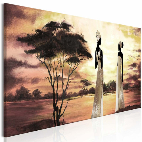 Decoshop26 - Tableau sur toile décoration murale image imprimée cadre en bois à suspendre Déesses Africaines (1 Partie) Étroit 120x40 cm 11_0007727 Decoshop26  - Deco africaine