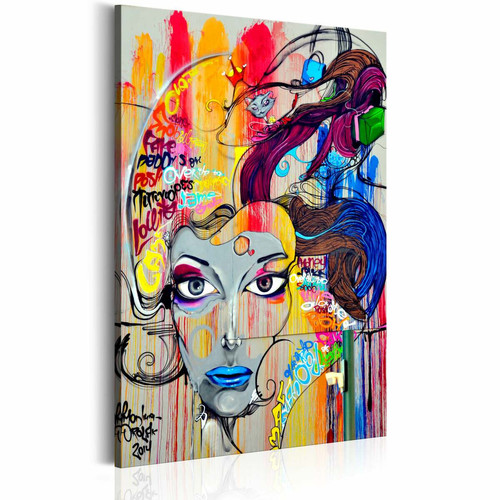 Decoshop26 - Tableau sur toile décoration murale image imprimée cadre en bois à suspendre Pensées colorées 60x90 cm 11_0007573 Decoshop26  - Maison