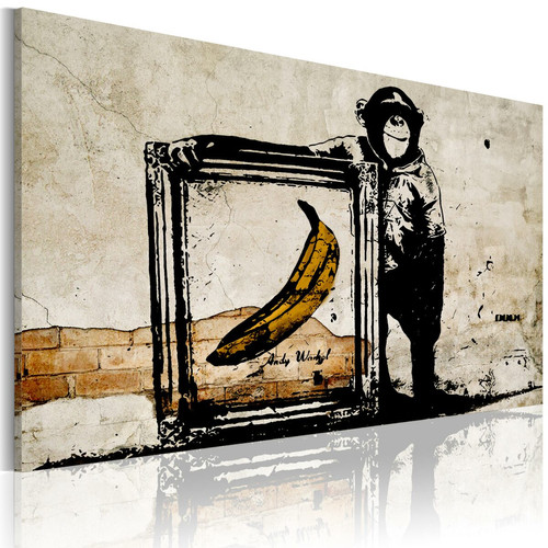 Decoshop26 - Tableau sur toile décoration murale image imprimée cadre en bois à suspendre Inspiré de Banksy - sépia 60x40 cm 11_0003341 Decoshop26  - Décoration