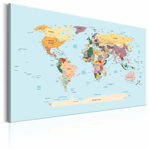 Decoshop26 - Tableau sur toile décoration murale image imprimée cadre en bois à suspendre Carte du monde : Voyage avec moi 120x80 cm 11_0004256 Decoshop26  - Tableau carte monde