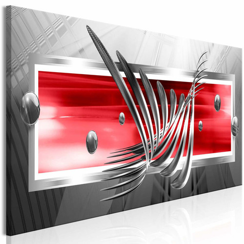 Decoshop26 - Tableau sur toile décoration murale image imprimée cadre en bois à suspendre Ailes d'argent (1 partie) rouge étroit 120x40 cm 11_0001499 Decoshop26  - Tableau toile rouge