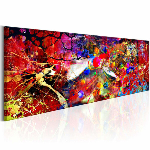 Decoshop26 - Tableau sur toile décoration murale image imprimée cadre en bois à suspendre Forêt rouge 135x45 cm 11_0001787 Decoshop26  - Tableau toile rouge