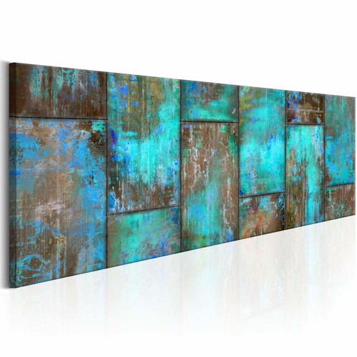 Decoshop26 - Tableau sur toile décoration murale image imprimée cadre en bois à suspendre Mosaïque en métal : Bleu 135x45 cm 11_0001842 Decoshop26  - Mosaique bois