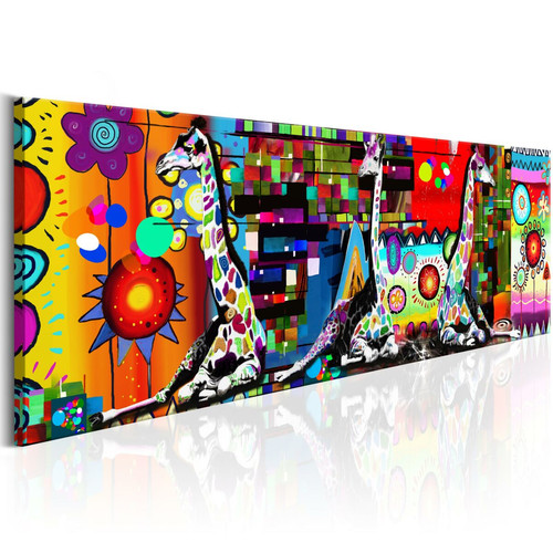 Decoshop26 - Tableau sur toile décoration murale image imprimée cadre en bois à suspendre Savane colorée 150x50 cm 11_0003052 Decoshop26  - deco cocooning Décoration