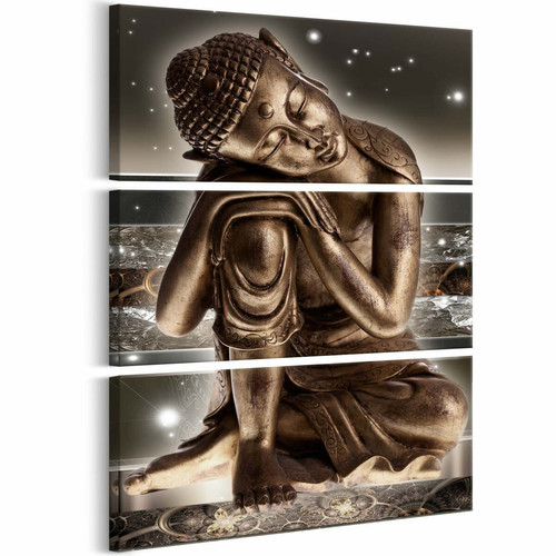 Decoshop26 - Tableau sur toile en 3 panneaux décoration murale image imprimée cadre en bois à suspendre Bouddha la nuit 60x90 cm 11_0009179 Decoshop26  - Decoshop26