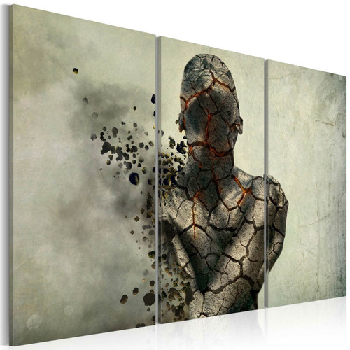Decoshop26 - Tableau sur toile en 3 panneaux décoration murale image imprimée cadre en bois à suspendre L'homme de pierre - triptyque 60x40 cm 11_0002123 Decoshop26 - Tableau triptyque Tableaux, peintures