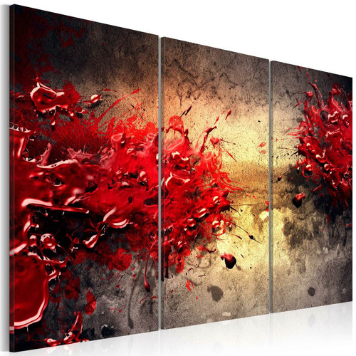 Decoshop26 - Tableau sur toile en 3 panneaux décoration murale image imprimée cadre en bois à suspendre Splash rouge 60x40 cm 11_0002039 Decoshop26  - Tableau toile rouge