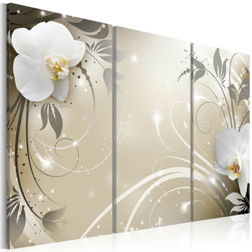 Decoshop26 - Tableau sur toile en 3 panneaux décoration murale image imprimée cadre en bois à suspendre Espoir fleuri 90x60 cm 11_0000714 Decoshop26  - Bois fleuri