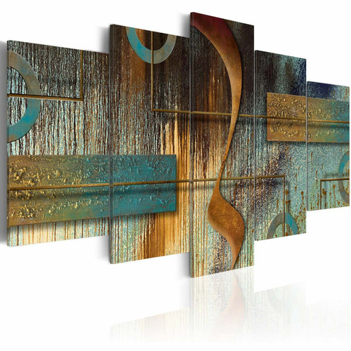 Decoshop26 - Tableau sur toile en 5 panneaux décoration murale image imprimée cadre en bois à suspendre Note exotique 100x50 cm 11_0001232 Decoshop26  - Décoration exotique Décoration