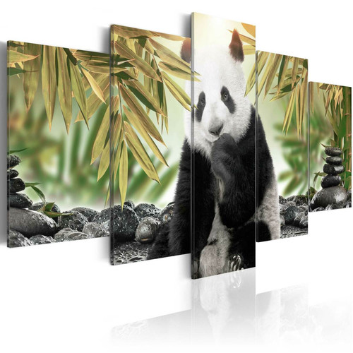 Decoshop26 - Tableau sur toile en 5 panneaux décoration murale image imprimée cadre en bois à suspendre Ours panda mignon 100x50 cm 11_0002682 Decoshop26  - Decoration tableau ours