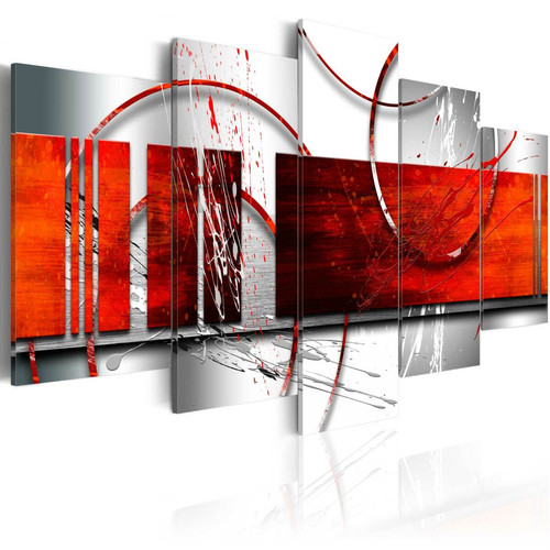 Decoshop26 - Tableau sur toile en 5 panneaux décoration murale image imprimée cadre en bois à suspendre Emphase : thème rouge 100x50 cm 11_0002346 Decoshop26 - décoration bois flotte Décoration
