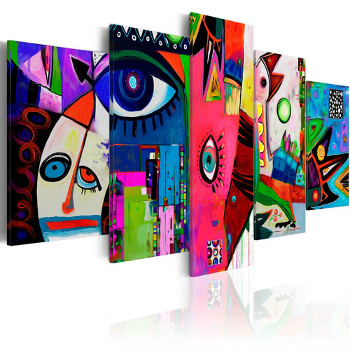 Decoshop26 - Tableau sur toile en 5 panneaux décoration murale image imprimée cadre en bois à suspendre Cirque du quotidien 100x50 cm 11_0009816 Decoshop26  - Maison