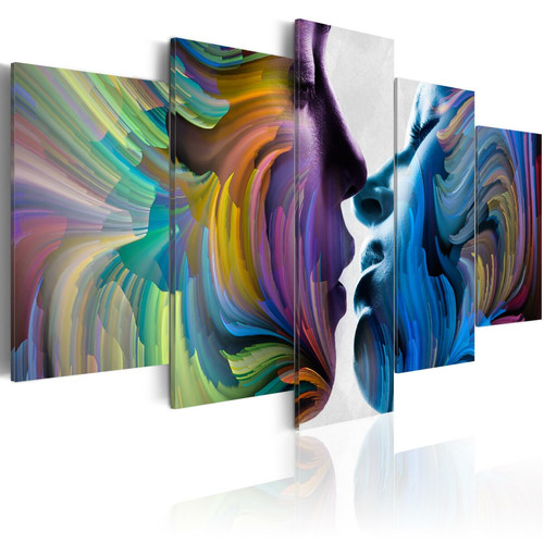 Decoshop26 - Tableau sur toile en 5 panneaux décoration murale image imprimée cadre en bois à suspendre Baiser des couleurs 100x50 cm 11_0000600 Decoshop26  - Decoshop26