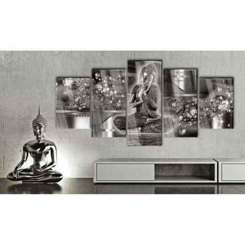 Tableaux, peintures Decoshop26 Tableau sur verre acrylique - Sérénité d'argent [Verre] 100x50 cm TVA110164