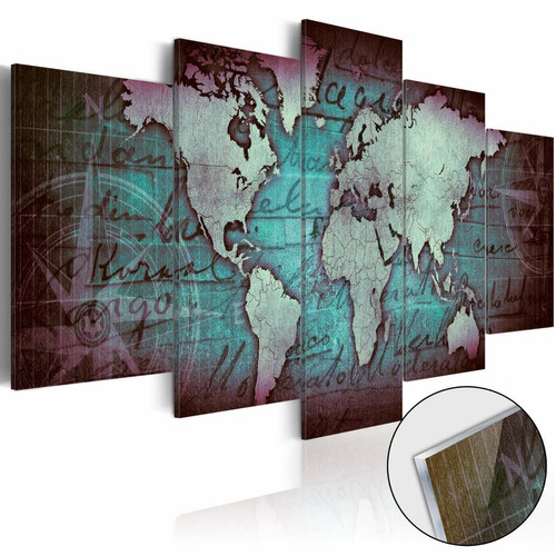 Decoshop26 - Tableaux en verre acrylique décoration murale motif carte monde bronze II 100x50 cm TVA110172 Decoshop26  - Tableau carte monde