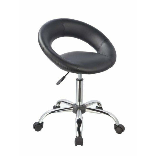 Decoshop26 - Tabouret chaise à roulette avec dossier synthétique noir hauteur réglable TABO09015 Decoshop26 - Salon, salle à manger