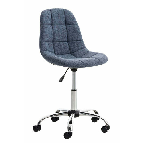 Decoshop26 - Tabouret chaise de bureau pivotante hauteur réglable tissu bleu TAB010004 Decoshop26  - Tabourets