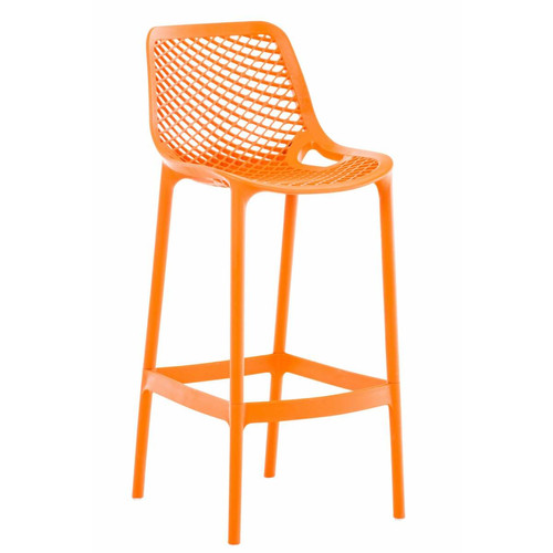 Decoshop26 - Tabouret de bar avec repose-pieds design moderne plastique orange intérieur ou extérieur 10_0000545 Decoshop26  - Tabouret bar orange
