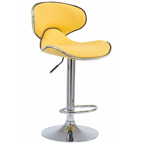 Decoshop26 - Tabouret de bar chaise de bar hauteur réglable avec repose pieds en synthétique jaune et métal 10_0000080 Decoshop26  - Decoshop26
