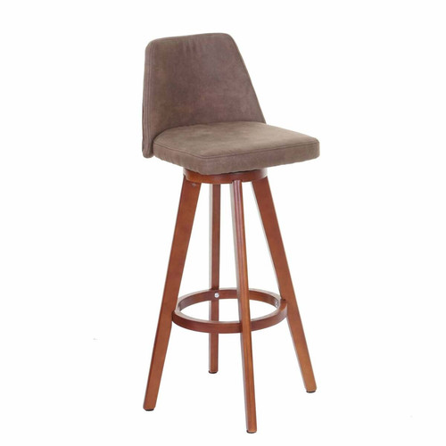 Decoshop26 - Tabouret de bar chaise de comptoir en synthétique marron pivotant pieds en bois marron 04_0005274 - Bars