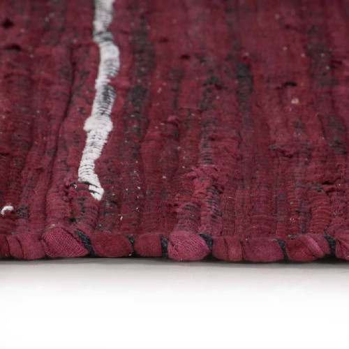 Tapis Tapis Chindi Coton tissé à la main 160 x 230 cm Bordeaux DEC023606