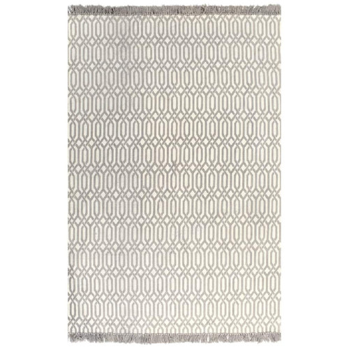 Decoshop26 - Tapis Kilim Coton 120 x 180 cm avec motif Taupe DEC023963 - Décoration Taupe