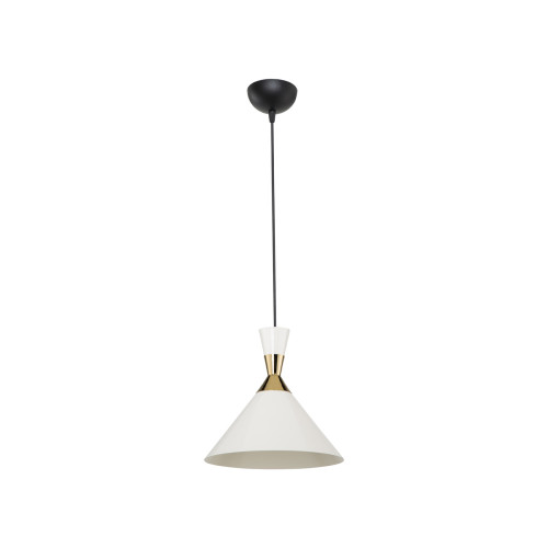 DEKORY - ZERON Lampe Suspendue Lustre Métal - Blanc 24.5x24.5x75cm - DEKORY