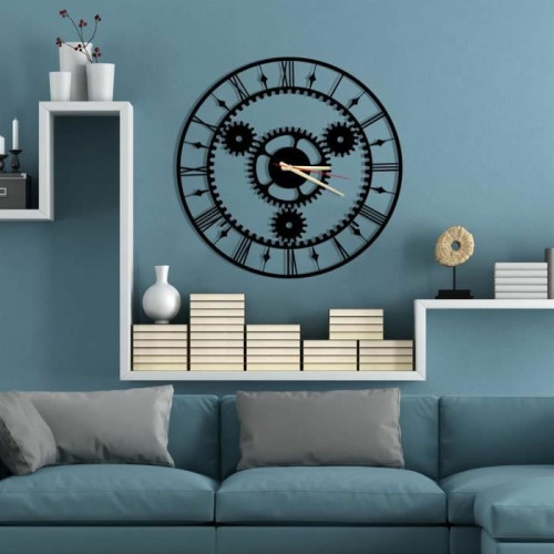DEKORY - Mécanisme Horloge Murale en Métal 50cm DEKORY  - Horloges, pendules Noir