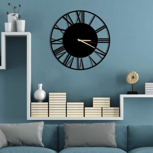 DEKORY - Milan Horloge Murale en Métal 50cm - Horloges, pendules Horloge aluminium - noir