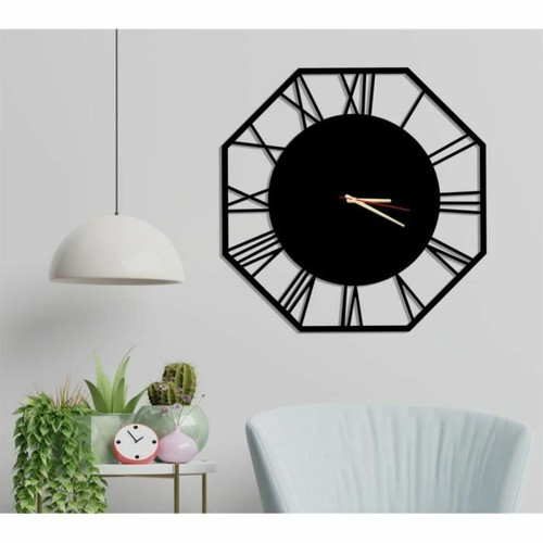 DEKORY - Octogone Horloge Murale en Métal 50cm DEKORY  - Horloges, pendules Noir