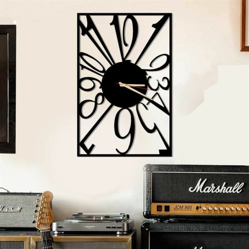 DEKORY - Rectangulaire Horloge Murale en Métal 40 x 60 cm - Horloges, pendules Noir