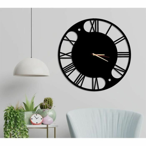 DEKORY - Ying Yang Horloge Murale en Métal 50cm - Horloges, pendules Horloge aluminium - noir