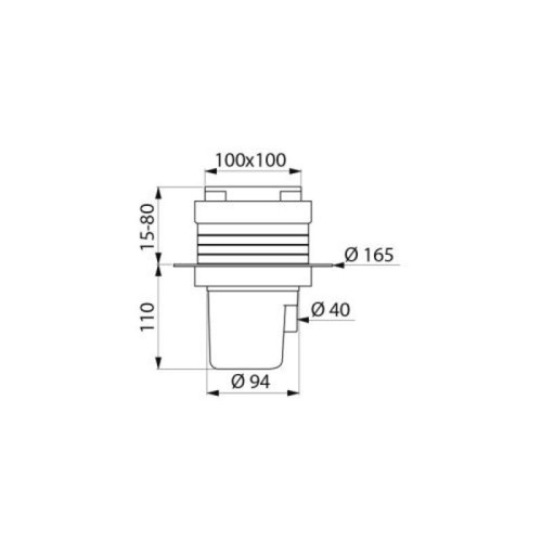 Bonde de lavabo siphon de sol - 100 x 100 mm - hauteur réglable jusqu à 80 mm - grille inox - corps pvc - delabie 682001