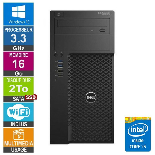 Dell - Dell Precision T3620 i5-6400 3.30GHz 16Go/2To SSD Wifi W10 Dell - PC Fixe Intel core i5
