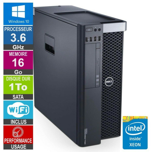 Dell - Dell T3600 Xeon E5-1620 3.80GHz 16Go/1To Quadro K2000  Wifi W10 Dell - Bonnes affaires Ordinateur de Bureau