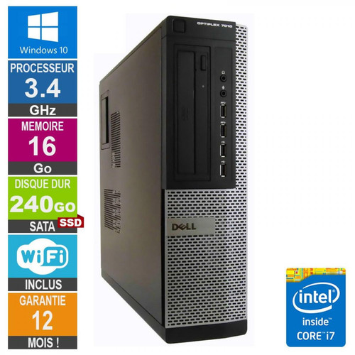 Dell - PC Dell 7010 DT Core i7-3770 3.40GHz 16Go/240Go SSD Wifi W10 - PC Fixe