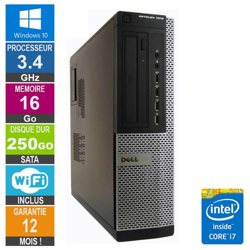 Dell - PC Dell 7010 DT Core i7-3770 3.40GHz 16Go/250Go Wifi W10 - PC Fixe Intel core i7