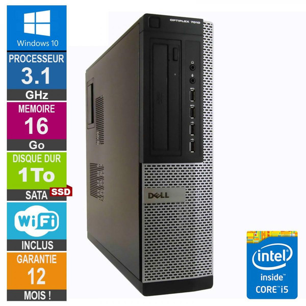 PC Fixe Dell PC Dell Optiplex 7010 DT Core i5-2400 3.10GHz 16Go/1To SSD Wifi W10