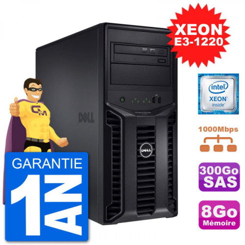 Dell - Serveur DELL PowerEdge T110 II Xeon QuadCore E3-1220 8Go 300Go Perc H200 SAS - PC Fixe