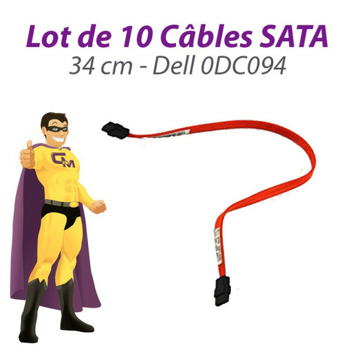 Dell - Lot 10 Câbles SATA 0DC094 DC094 DELL Inspiron Optiplex Dimention 34cm orange Dell  - Adaptateur ide sata Câble et Connectique