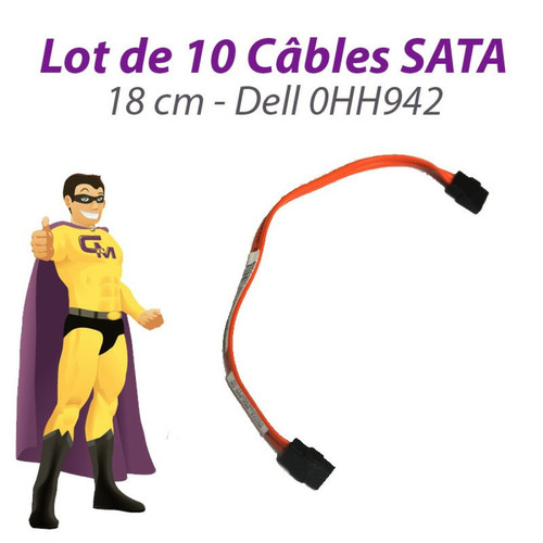Dell - Lot 10 Câbles SATA 0HH942 HH942 DELL Optiplex 755 760 SFF 18cm orange Dell - Occasions Câble et Connectique